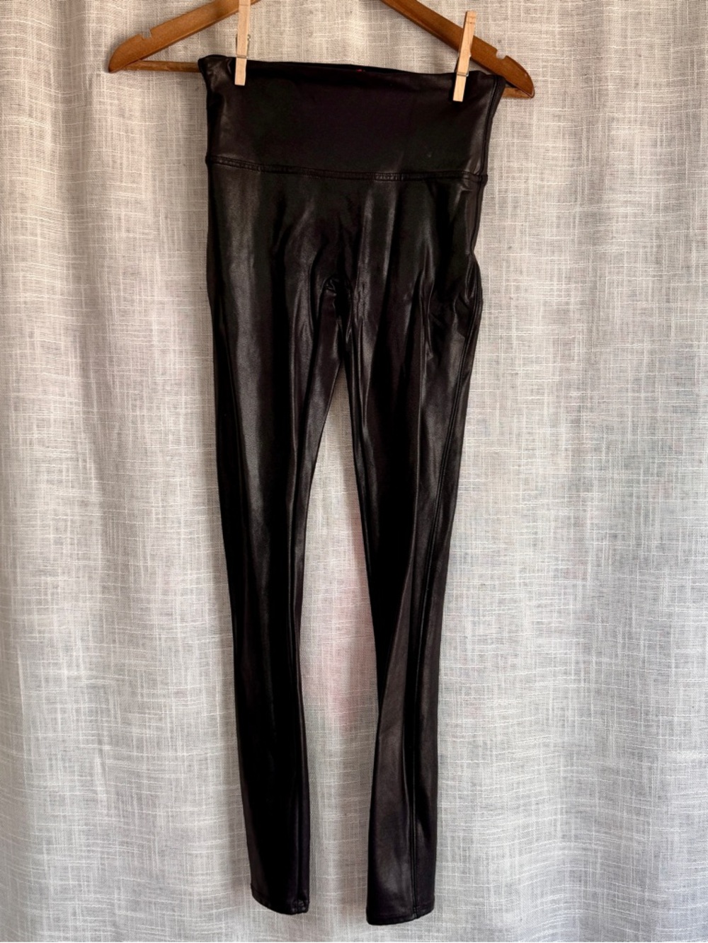 Spanx Mid Rise Vegan Leather Full Length Smoothing Leggings Size S
